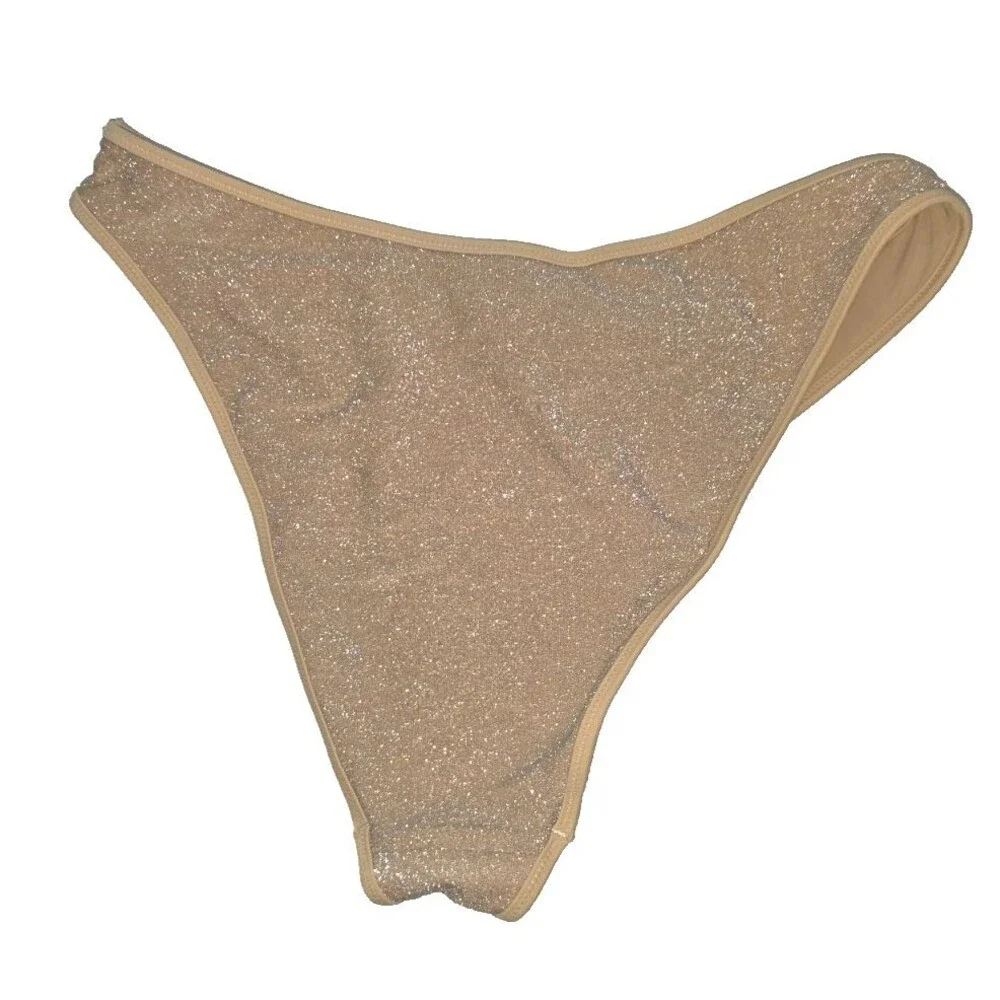 Aerie Cheekiest Swim Bathing Suit Bottom Gold Glitter Size XL NEW $29.95